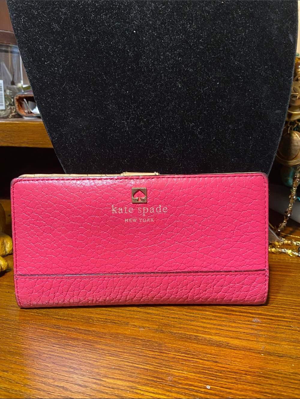 Kate Spade pink & Tan Pebbled Leather Bifold Wallet